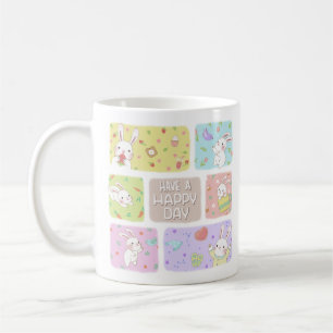 Have A Happy Day: Cute Bunny Illustration Coffee Mug