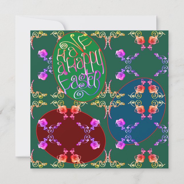 "Have a Happy Easter" Eggs Green Blank Card (Front)