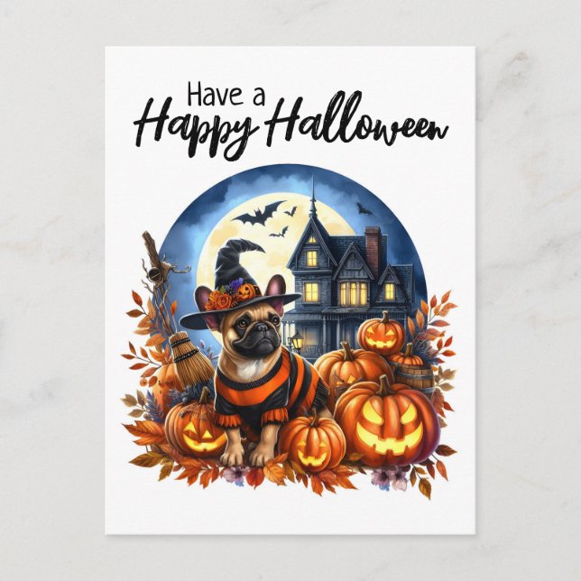 Have a Happy Halloween Cute French Bulldog Postcard (Front)