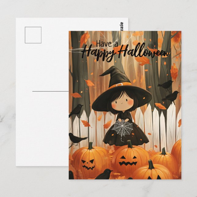 Have a Happy Halloween Cute Witch Postcard (Front/Back)