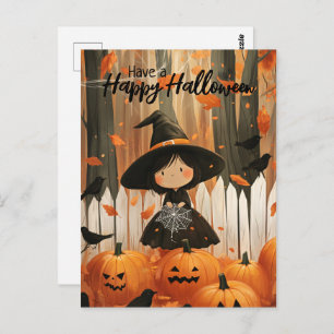 Have a Happy Halloween Cute Witch Postcard
