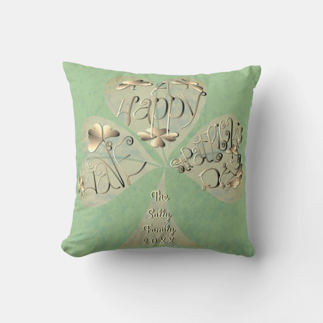 "Have a Happy St. Patrick's Day" Hand-written Cushion (Front)