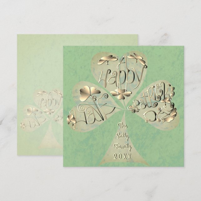 "Have a Happy St. Patrick's Day" Hand-written Than Thank You Card (Front/Back)