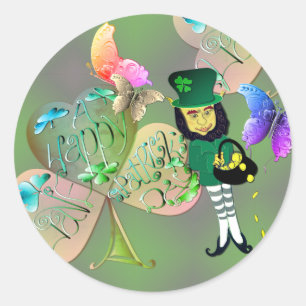 "Have a Happy St. Patrick's Day!" Leprechaun Classic Round Sticker