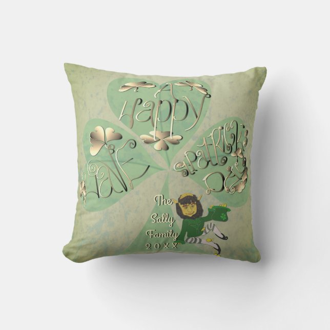 "Have a Happy St. Patrick's Day" Leprechaun Cushion (Front)