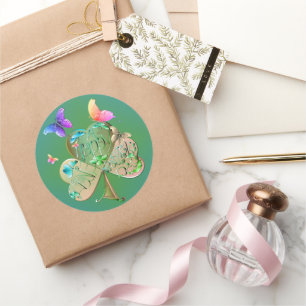 "Have a Happy St. Patrick's Day!" Shamrock Classic Round Sticker