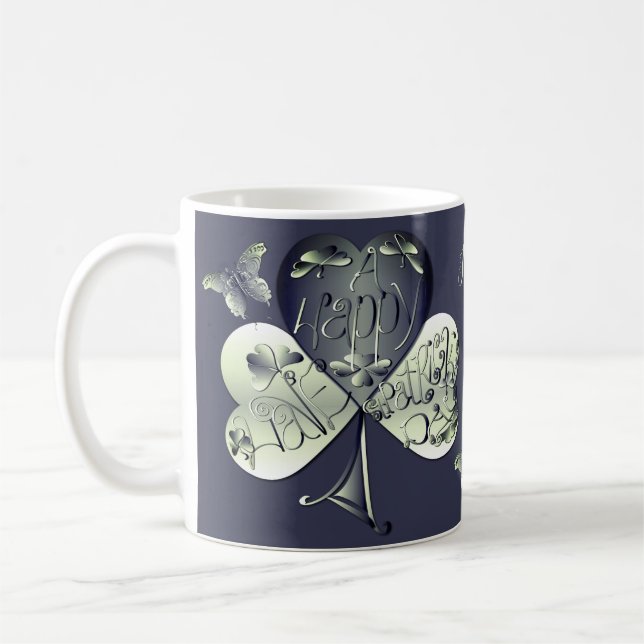 "Have a Happy St. Patrick's Day" Shamrock Coffee Mug (Left)