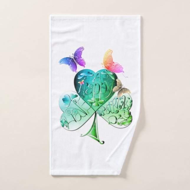 "Have a Happy St. Patrick's Day"Shamrock Tea Towel (Hand Towel)