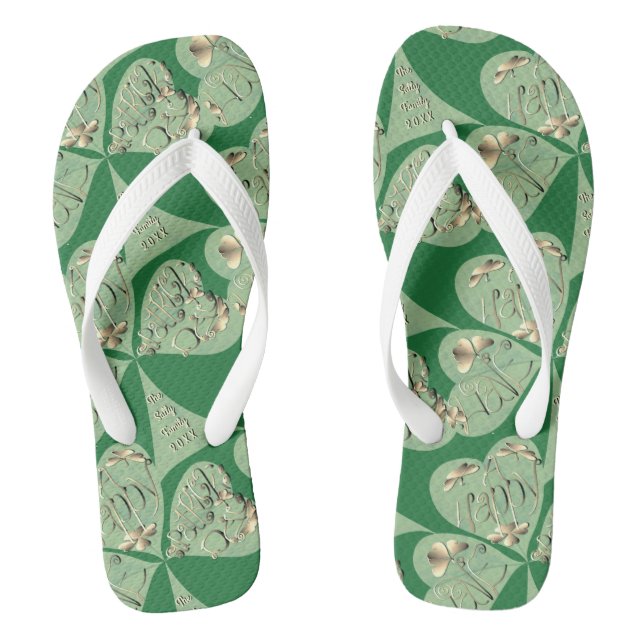 "Have a Happy St. Patrick's Day" Shamrocks Flip Flops (Footbed)