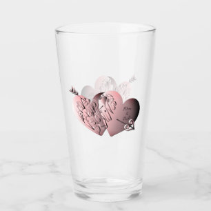 "Have a Happy Valentine's Day"Hand-written Hearts Glass