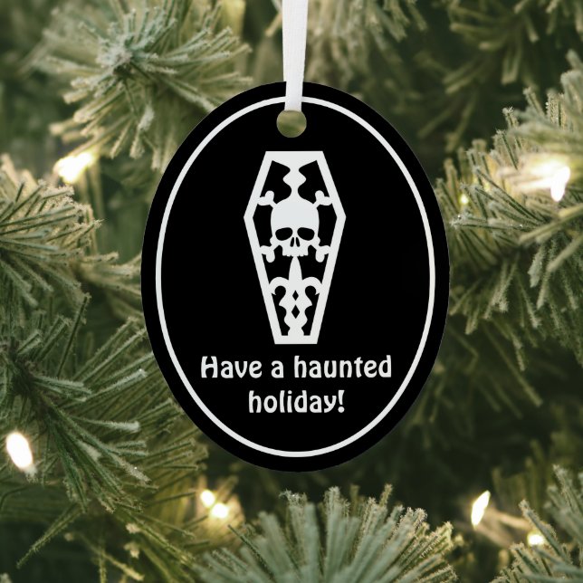 Have A Haunted Holiday Spooky Christmas Metal Tree Decoration (Insitu)