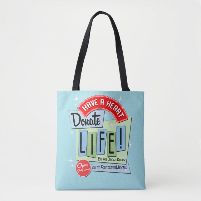 Have A Heart Donate Life, Polka Dot Tote Bag (Front)