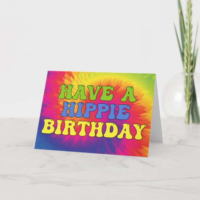 Have a Hippie Birthday Tie Dye Cute Colourful 70s Card (Front)