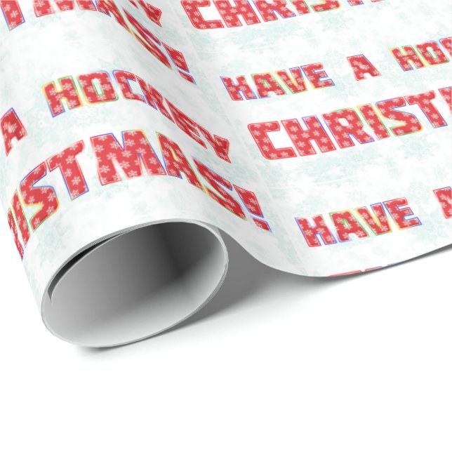 Have A Hockey Christmas Xmas Gift Wrapping Paper (Roll Corner)