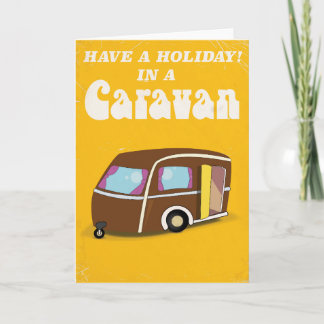 Have a Holiday in a Caravan vintage cartoon poster Card