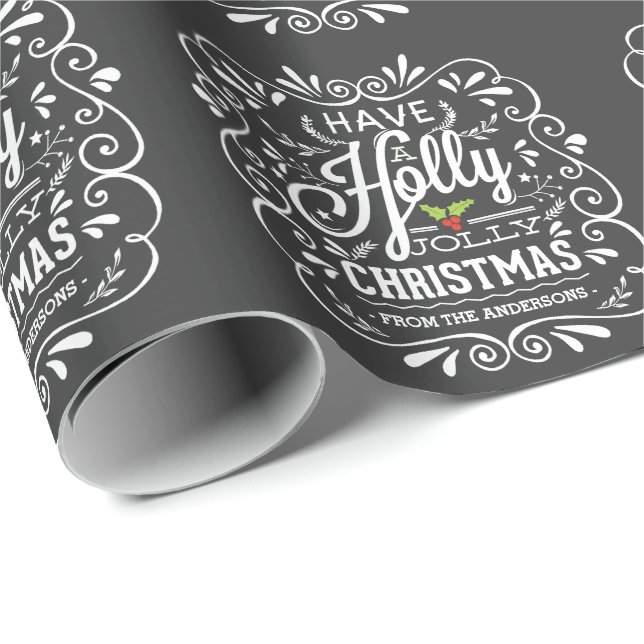 Have A Holly Jolly Christmas Chalkboard Holiday Wrapping Paper (Roll Corner)