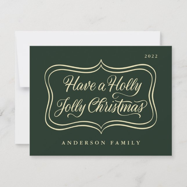 Have a Holly Jolly Christmas Classic Gold Frame Holiday Card (Front)