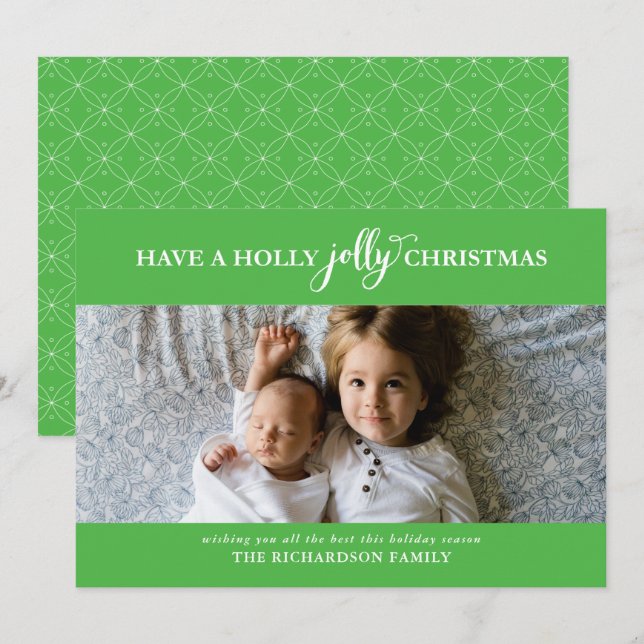 HAVE A HOLLY JOLLY CHRISTMAS FLAT PHOTO HOLIDAY CARD (Front/Back)
