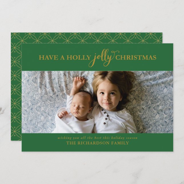 HAVE A HOLLY JOLLY CHRISTMAS FLAT PHOTO HOLIDAY CARD (Front/Back)