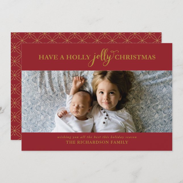 HAVE A HOLLY JOLLY CHRISTMAS FLAT PHOTO HOLIDAY CARD (Front/Back)