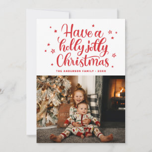 Have a holly jolly Christmas. Red cute script Holiday Card