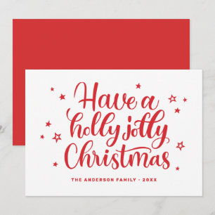 Have a holly jolly Christmas. Red winter script Holiday Card