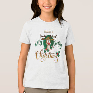Have A Holly Jolly Christmas Reindeer   Holidays Tri-Blend Shirt