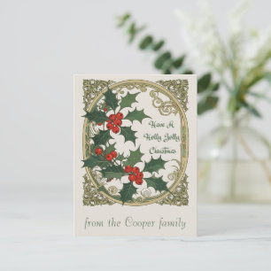 Have A Holly Jolly Christmas Vintage Vibe Holiday Postcard