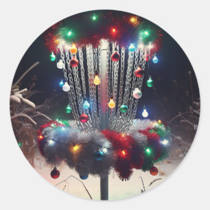 Have a Holly Jolly Disc-mas! Christmas Humour Classic Round Sticker