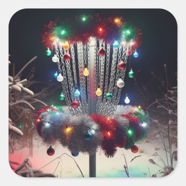 Have a Holly Jolly Disc-mas! Christmas Humour Square Sticker (Front)