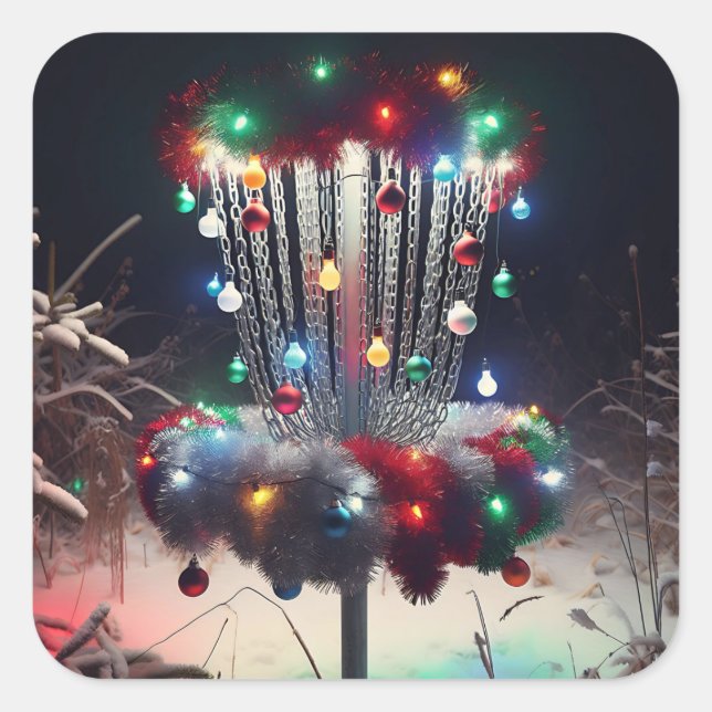 Have a Holly Jolly Disc-mas! Christmas Humour Square Sticker (Front)