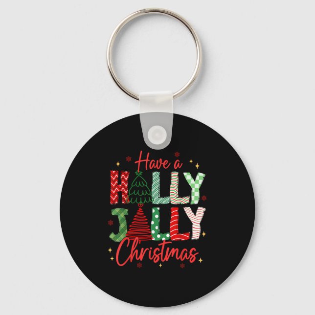 Have A Holly Xmas Jolly Christmas Coquette Vibes W Key Ring (Front)