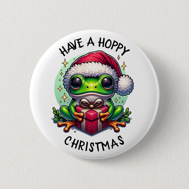 Have a Hoppy Christmas | Frog Pun 6 Cm Round Badge (Front)