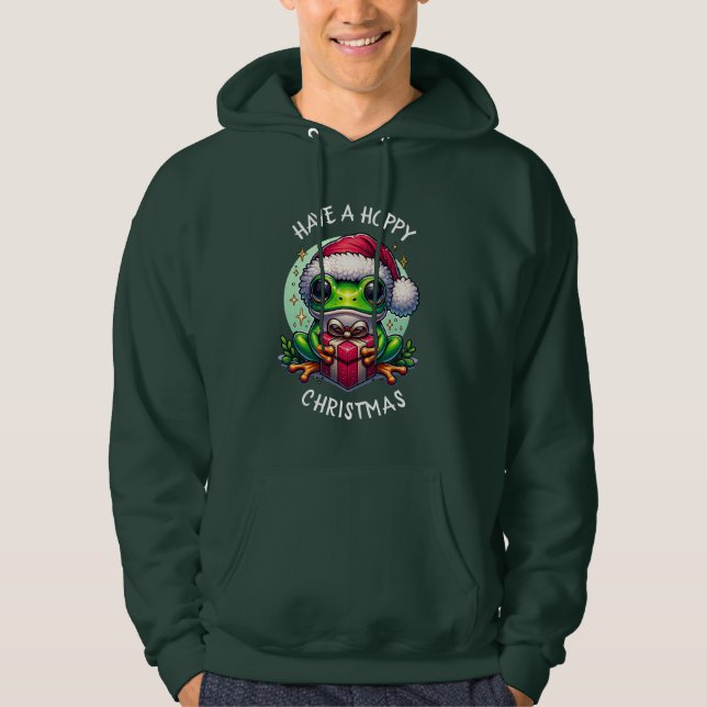 Have a Hoppy Christmas | Frog Pun Hoodie (Front)