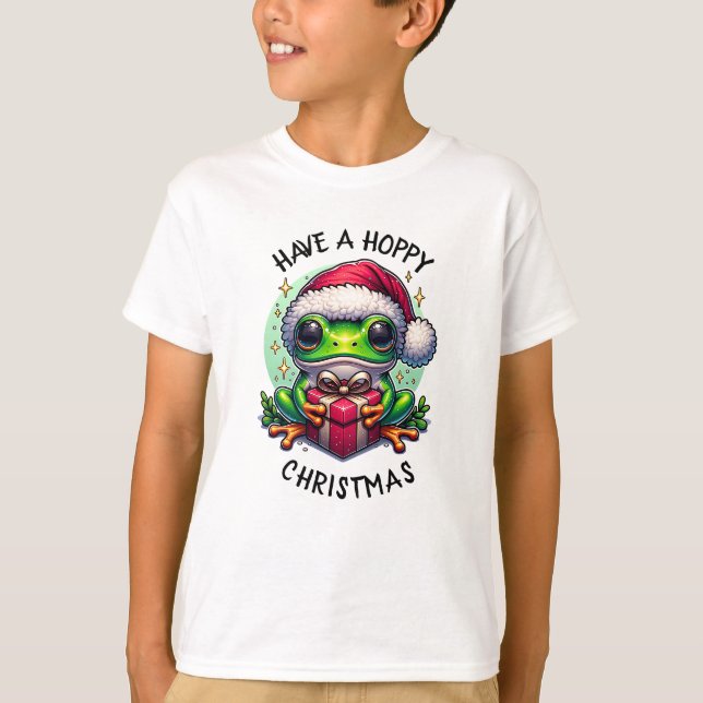 Have a Hoppy Christmas | Frog Pun T-Shirt (Front)