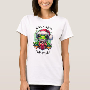 Have a Hoppy Christmas   Frog Pun T-Shirt
