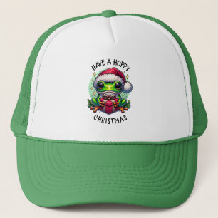 Have a Hoppy Christmas   Frog Pun Trucker Hat