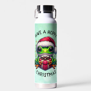 Have a Hoppy Christmas   Frog Pun Water Bottle