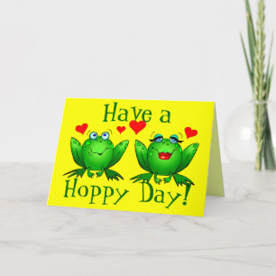 Have a Hoppy Day Cute Cartoon Frogs Card