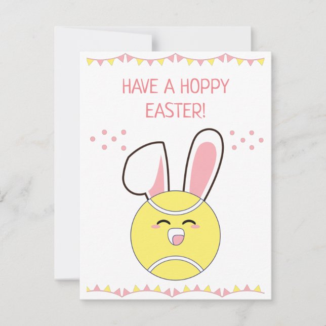 Have a Hoppy Easter Cute Kawaii Tennis Ball Bunny Holiday Card (Front)