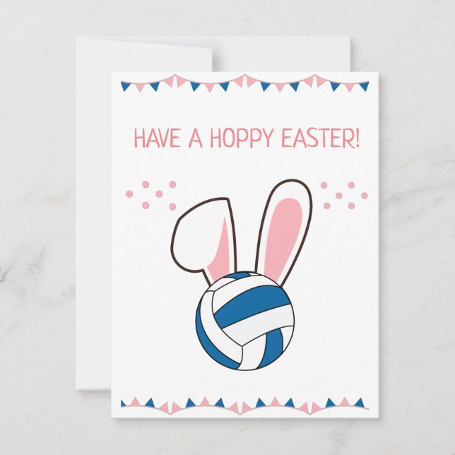 Have a Hoppy Easter Volleyball Cute Bunny Ball Fun Holiday Card (Front)