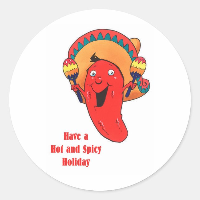 Have a Hot and Spicy Holiday Christmas Classic Round Sticker (Front)