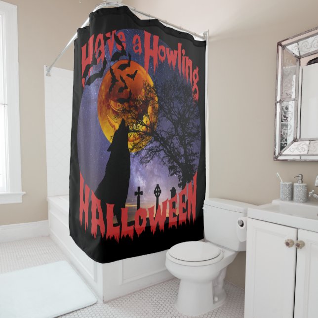 Have a Howling Halloween Shower Curtain (In Situ)