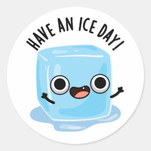 Have A Ice Day Funny Ice Cube Pun Classic Round Sticker