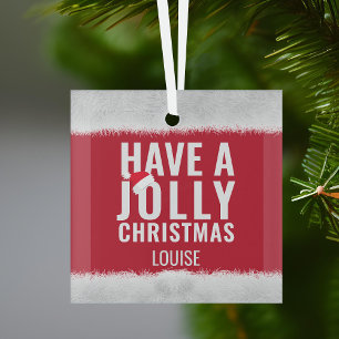 Have A Jolly Christmas Holiday Glass Tree Decoration