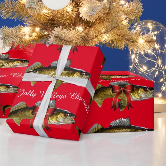 "Have a Jolly Walleye Christmas"  Wrapping Paper (Holidays)