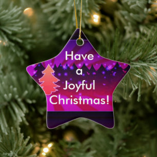 Have a Joyful Christmas Trees Purple Ornament