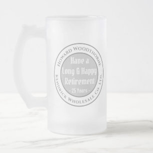 Have a Long and Happy Retirement Frosted Glass Bee Beer Mug