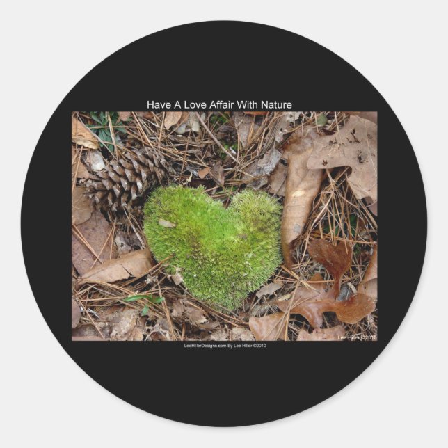 Have a Love Affair with Nature Moss Heart Gifts Classic Round Sticker (Front)