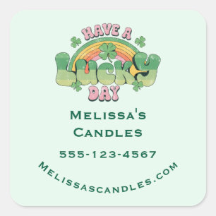 Have a Lucky Day Retro Typography Business Square Sticker